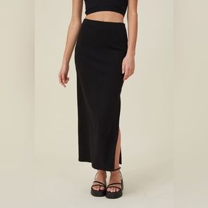 Rib Split Maxi Skirt